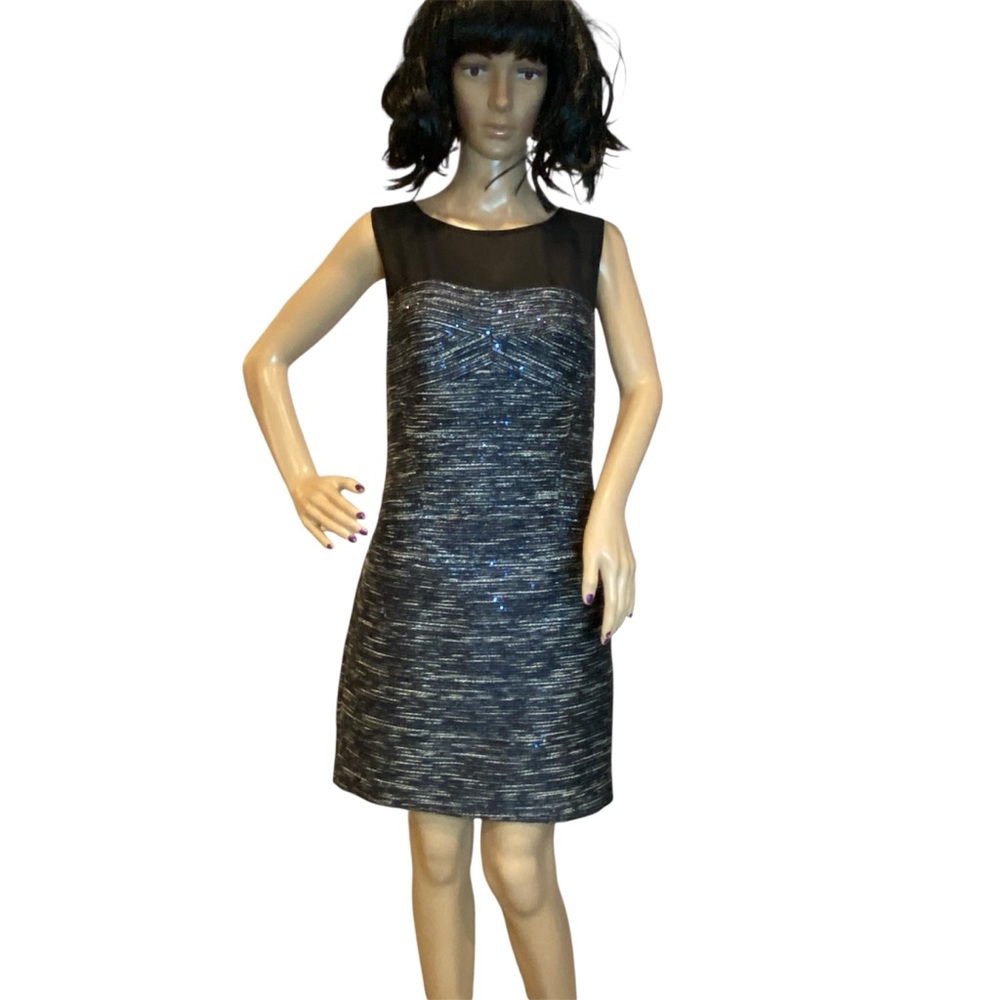 Laundry by Shelli Segal Sequin Boucle & Chiffon Sleeveless Party Dress Sz 4 NWT